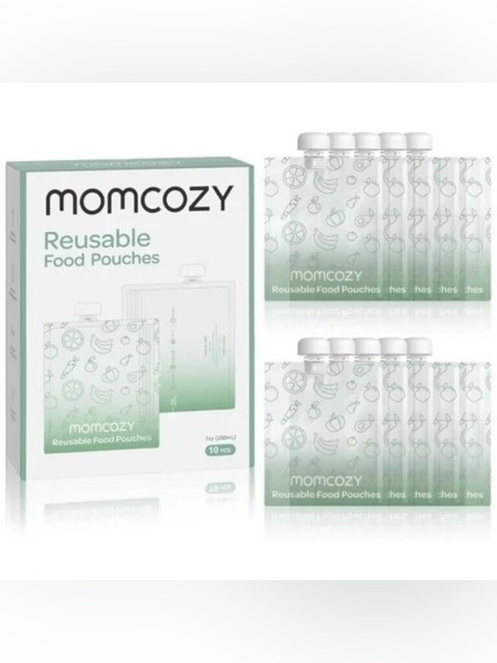 NWT Momcozy Reusable Food Pouches - Multi Pastel Gradient Set, 10 Pack